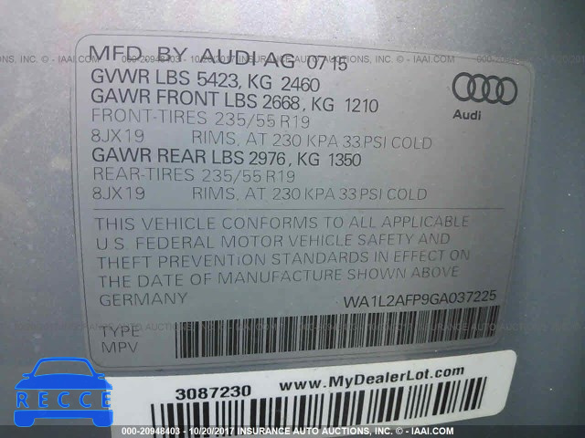 2016 Audi Q5 PREMIUM PLUS WA1L2AFP9GA037225 image 8
