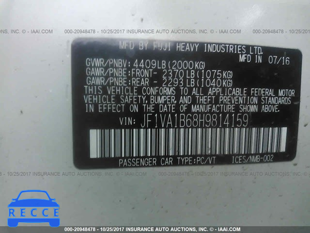 2017 SUBARU WRX JF1VA1B68H9814159 Bild 8