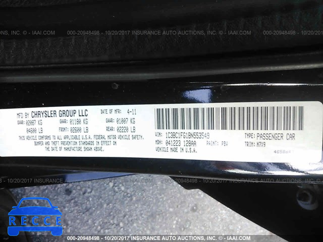 2011 Chrysler 200 1C3BC1FG1BN553549 image 8