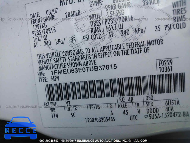 2007 Ford Explorer 1FMEU63E07UB37815 image 8