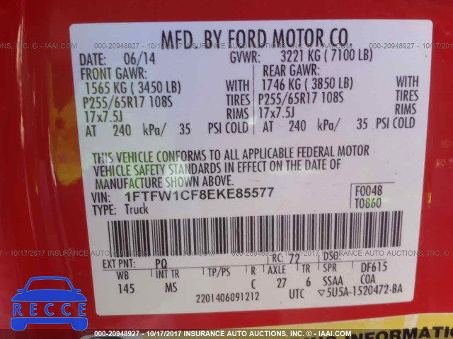 2014 Ford F150 1FTFW1CF8EKE85577 image 8