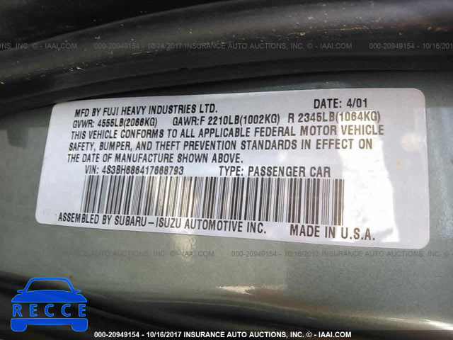 2001 Subaru Legacy 4S3BH686417668793 image 8
