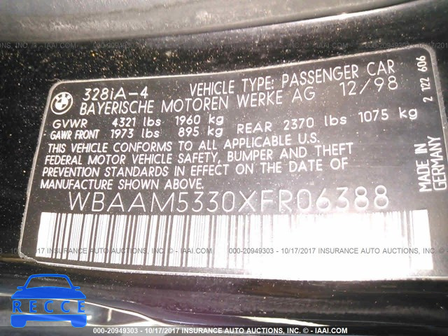 1999 BMW 328 WBAAM5330XFR06388 зображення 8