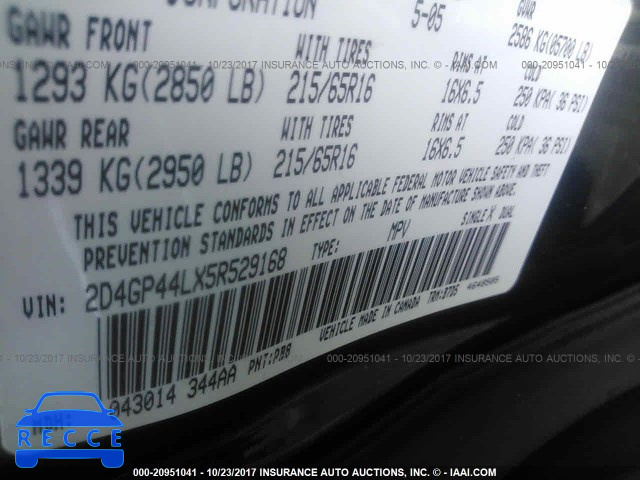 2005 DODGE GRAND CARAVAN 2D4GP44LX5R529168 image 8