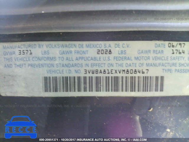 1997 Volkswagen Cabrio 3VWBA81EXVM808467 image 8