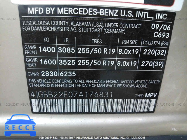 2007 Mercedes-benz ML 320 CDI 4JGBB22E07A176831 зображення 8
