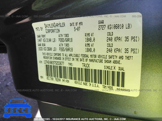2007 Dodge Dakota QUAD SLT 1D7HE48K97S253677 image 8