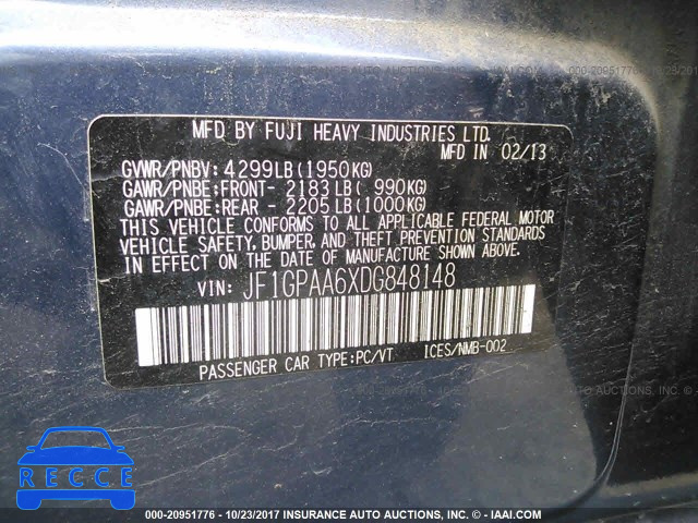 2013 Subaru Impreza JF1GPAA6XDG848148 Bild 8