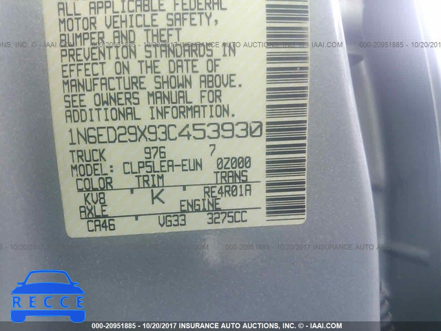 2003 Nissan Frontier CREW CAB XE/CREW CAB SE 1N6ED29X93C453930 зображення 8