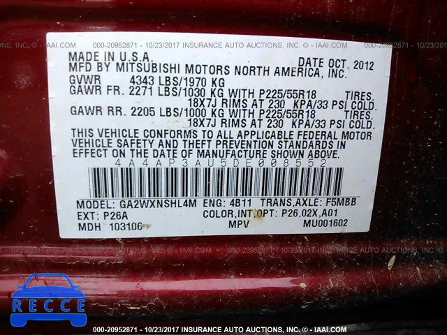 2013 Mitsubishi Outlander Sport ES 4A4AP3AU5DE008552 image 8