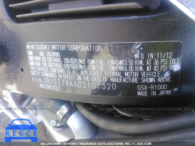 2013 Suzuki GSX-R1000 JS1GT78A6D2101320 зображення 9