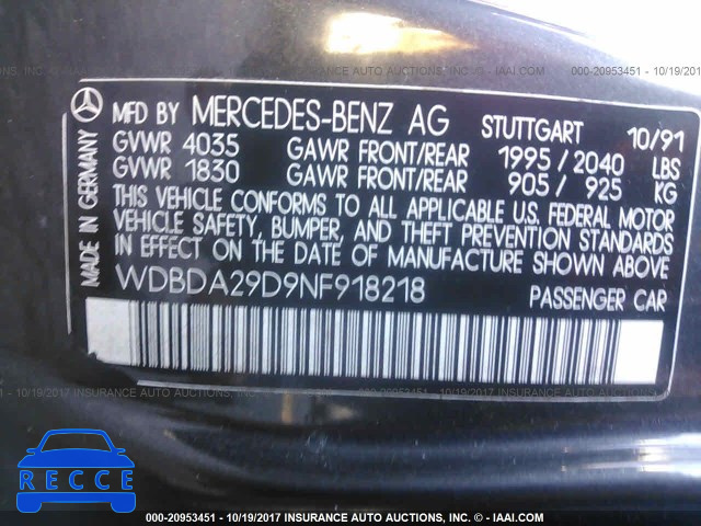 1992 Mercedes-benz 190 E 2.6 WDBDA29D9NF918218 зображення 8