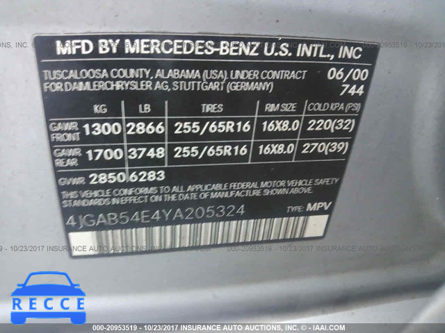 2000 Mercedes-benz ML 320 4JGAB54E4YA205324 image 8