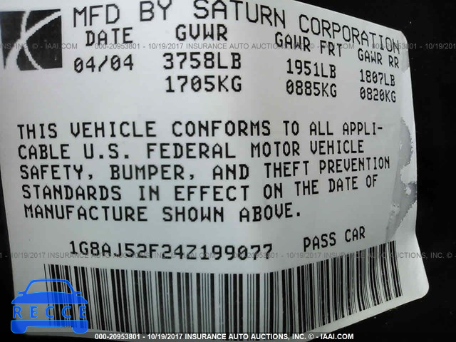 2004 Saturn ION 1G8AJ52F24Z199077 image 8