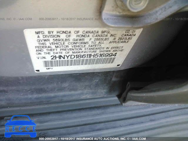 2001 ACURA MDX 2HNYD18611H516994 image 8