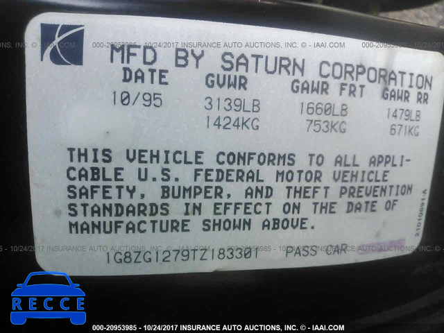 1996 Saturn SC2 1G8ZG1279TZ183301 image 8