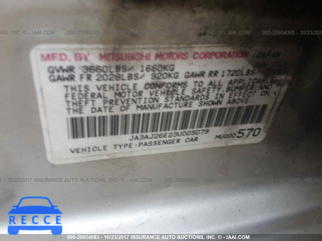 2003 Mitsubishi Lancer ES JA3AJ26E23U005079 image 8