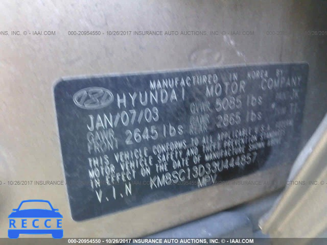 2003 HYUNDAI SANTA FE GLS/LX KM8SC13D33U444857 image 8