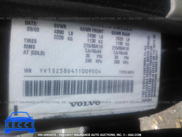 2001 Volvo V70 XC YV1SZ58D411009504 image 8