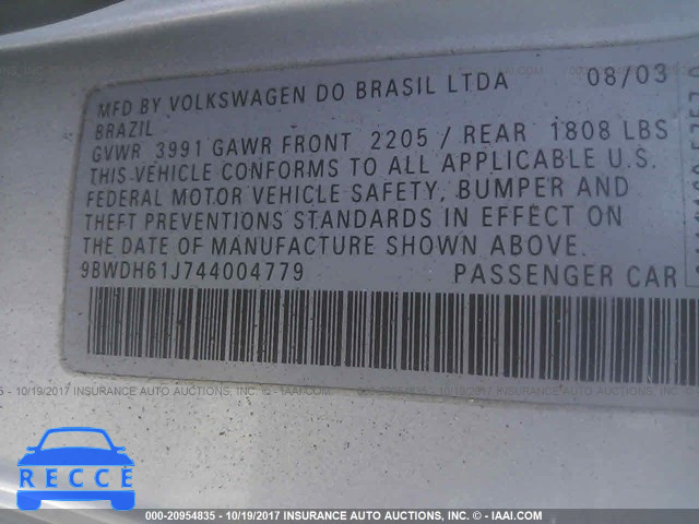 2004 Volkswagen GTI 9BWDH61J744004779 зображення 8