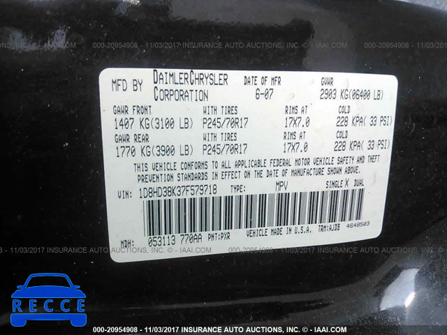 2007 Dodge Durango SXT 1D8HD38K37F579718 image 8