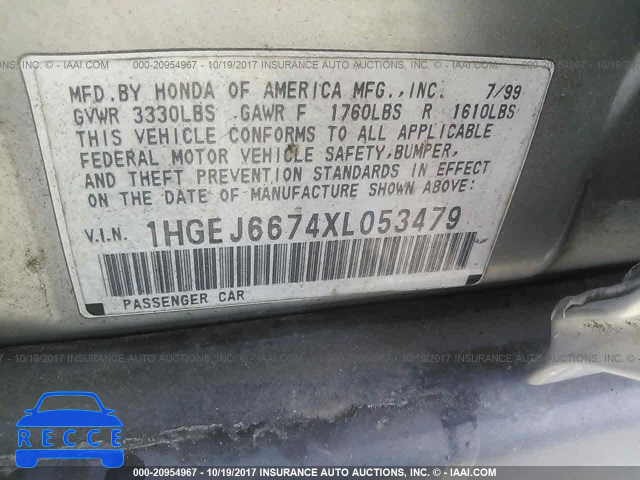 1999 HONDA CIVIC 1HGEJ6674XL053479 image 8