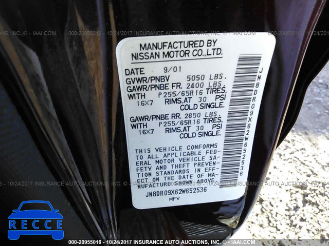 2002 Nissan Pathfinder LE/SE JN8DR09X62W652536 image 8