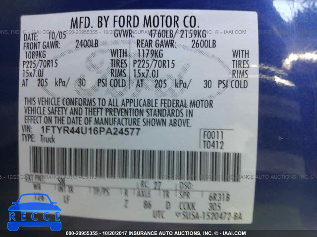 2006 FORD RANGER SUPER CAB 1FTYR44U16PA24577 image 8