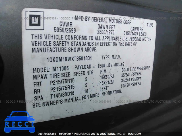 1996 GMC Safari 1GKDM19WXTB501834 image 8