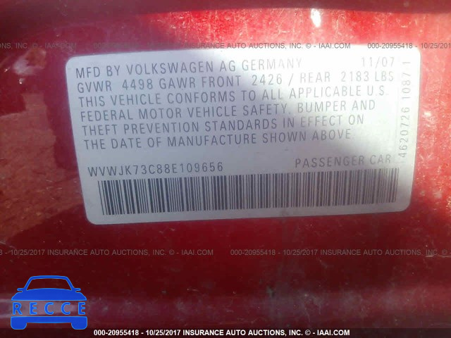 2008 Volkswagen Passat WVWJK73C88E109656 image 8