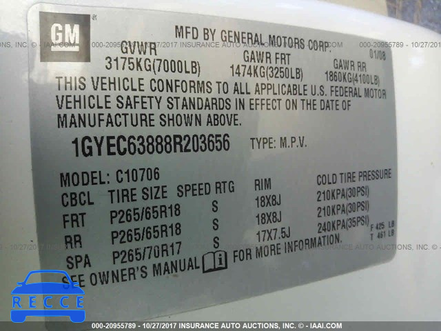 2008 Cadillac Escalade LUXURY 1GYEC63888R203656 image 8