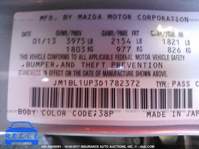 2013 Mazda 3 JM1BL1UP3D1782372 image 8