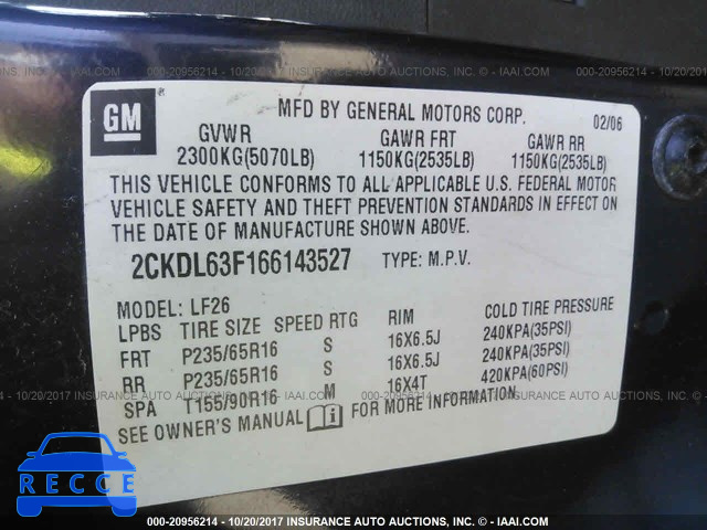 2006 Pontiac Torrent 2CKDL63F166143527 image 8