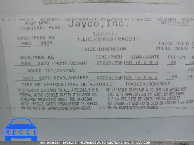 2008 JAYCO ESL30.5RLS 1UJCJ02RX81PA0311 image 8