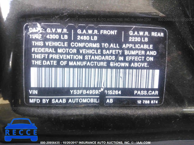 2003 Saab 9-3 YS3FB49S931015264 image 8