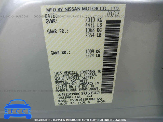 2017 NISSAN LEAF S/SV/SL 1N4BZ0CP8HC305642 image 8