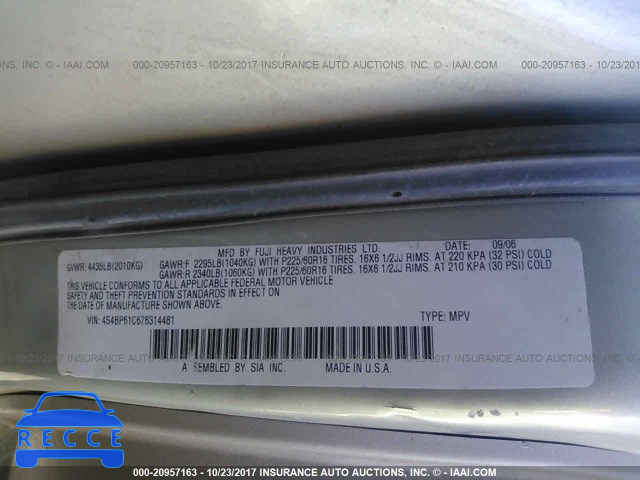 2007 Subaru Legacy OUTBACK 2.5I 4S4BP61C676314481 зображення 8