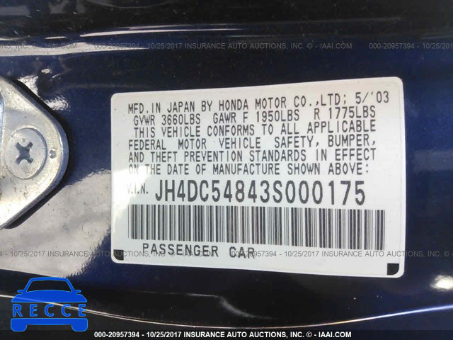 2003 ACURA RSX JH4DC54843S000175 image 8