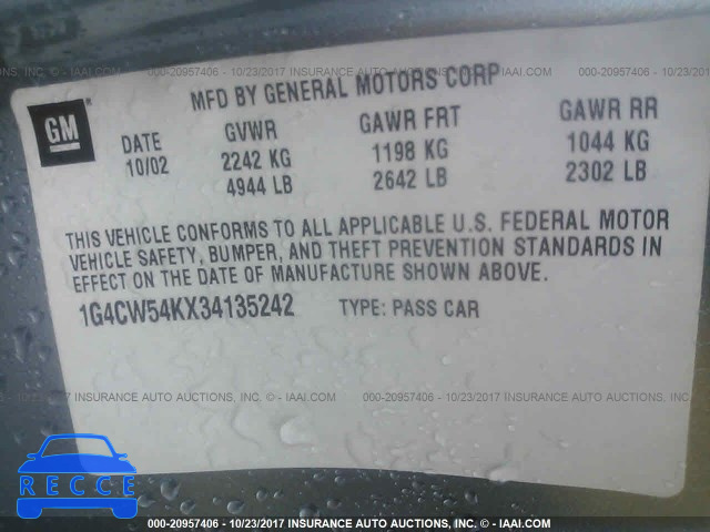 2003 Buick Park Avenue 1G4CW54KX34135242 image 8