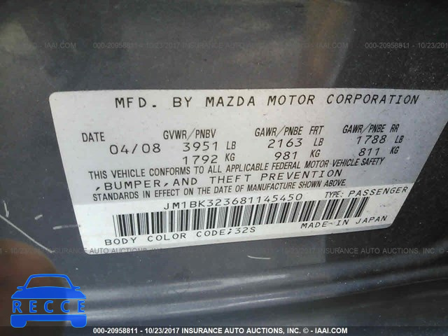 2008 Mazda 3 JM1BK323681145450 image 8