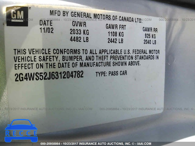 2003 Buick Century 2G4WS52J631204782 Bild 8