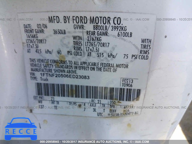 2006 Ford F250 1FTNF20506ED23083 image 8