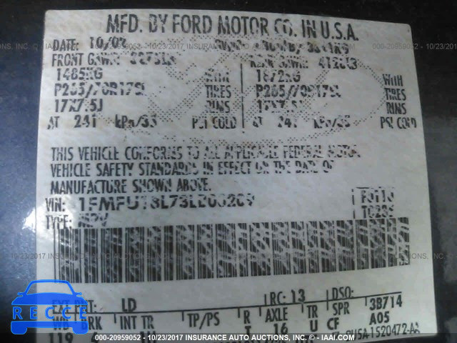 2003 Ford Expedition 1FMFU18L73LB00209 image 8