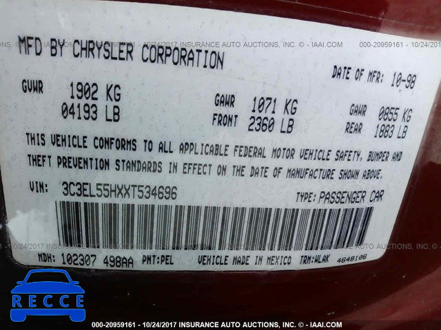 1999 Chrysler Sebring JXI 3C3EL55HXXT534696 image 8