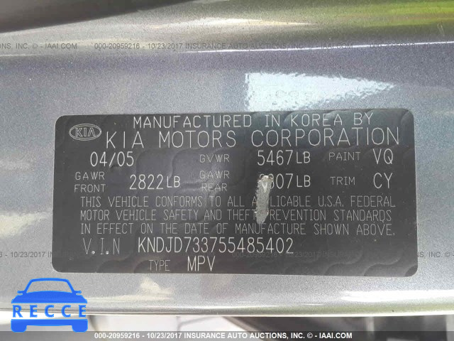 2005 KIA SORENTO KNDJD733755485402 image 8