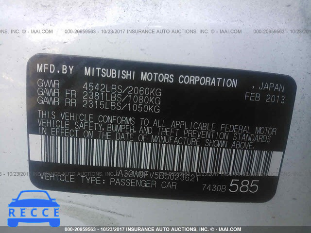 2013 Mitsubishi Lancer EVOLUTION GSR JA32W8FV5DU023621 image 8