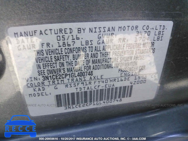 2016 Nissan Versa Note S/S PLUS/SV/SL/SR 3N1CE2CP1GL400748 Bild 8
