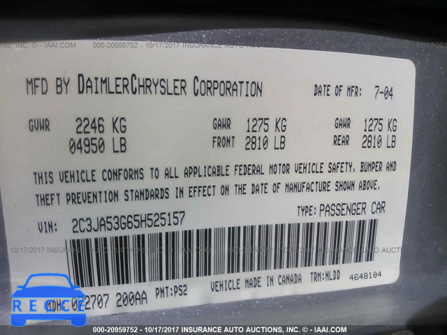 2005 Chrysler 300 2C3JA53G65H525157 image 8