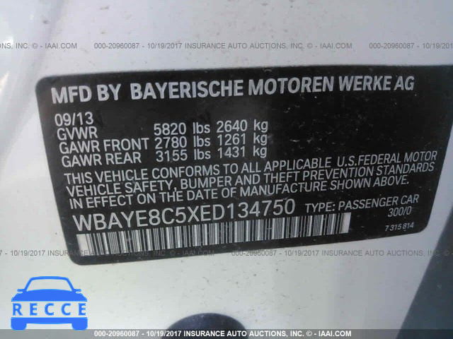 2014 BMW 750 WBAYE8C5XED134750 зображення 8