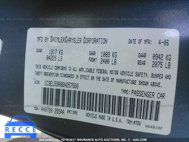 2006 Chrysler Sebring 1C3EL55R86N257568 image 8